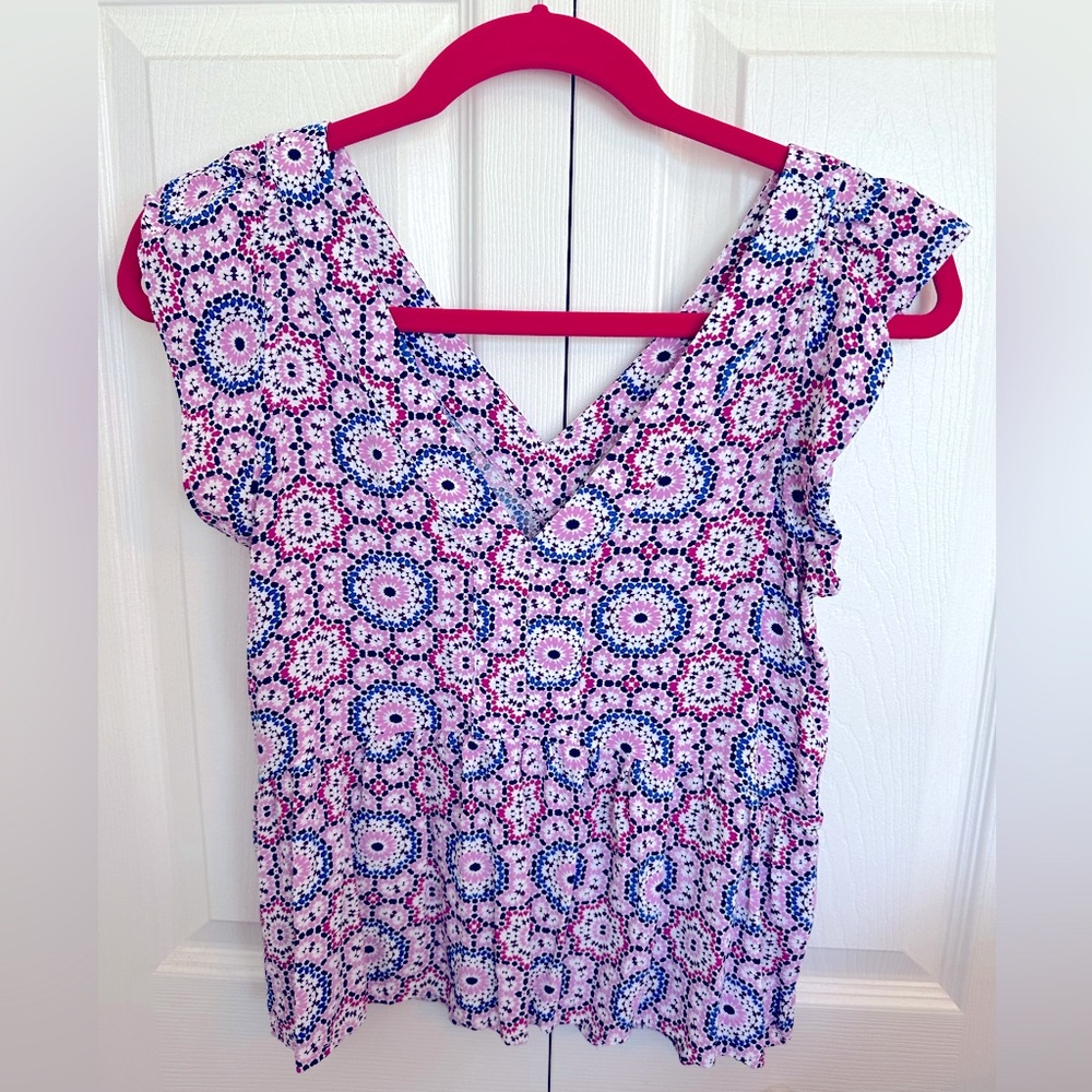 LOFT Mosaic Flutter Peplum Top
